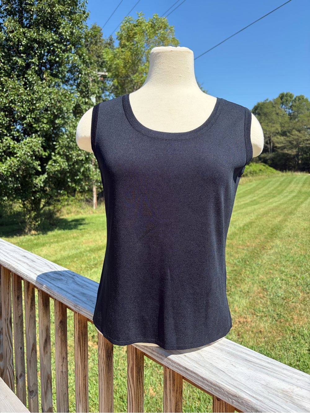 MING WANG Black Tank Top Women's Size Small $130 MSRP Classic Layering Tank